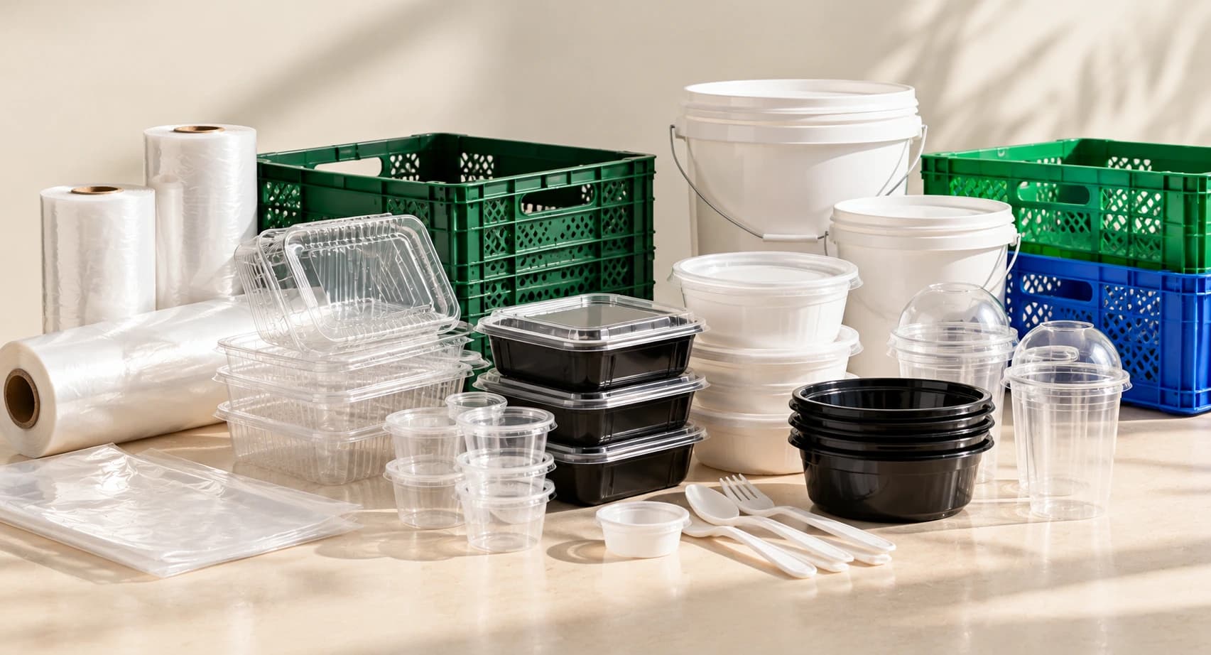 Plastic products and packaging supplied by AMREN Fresh in the UAE